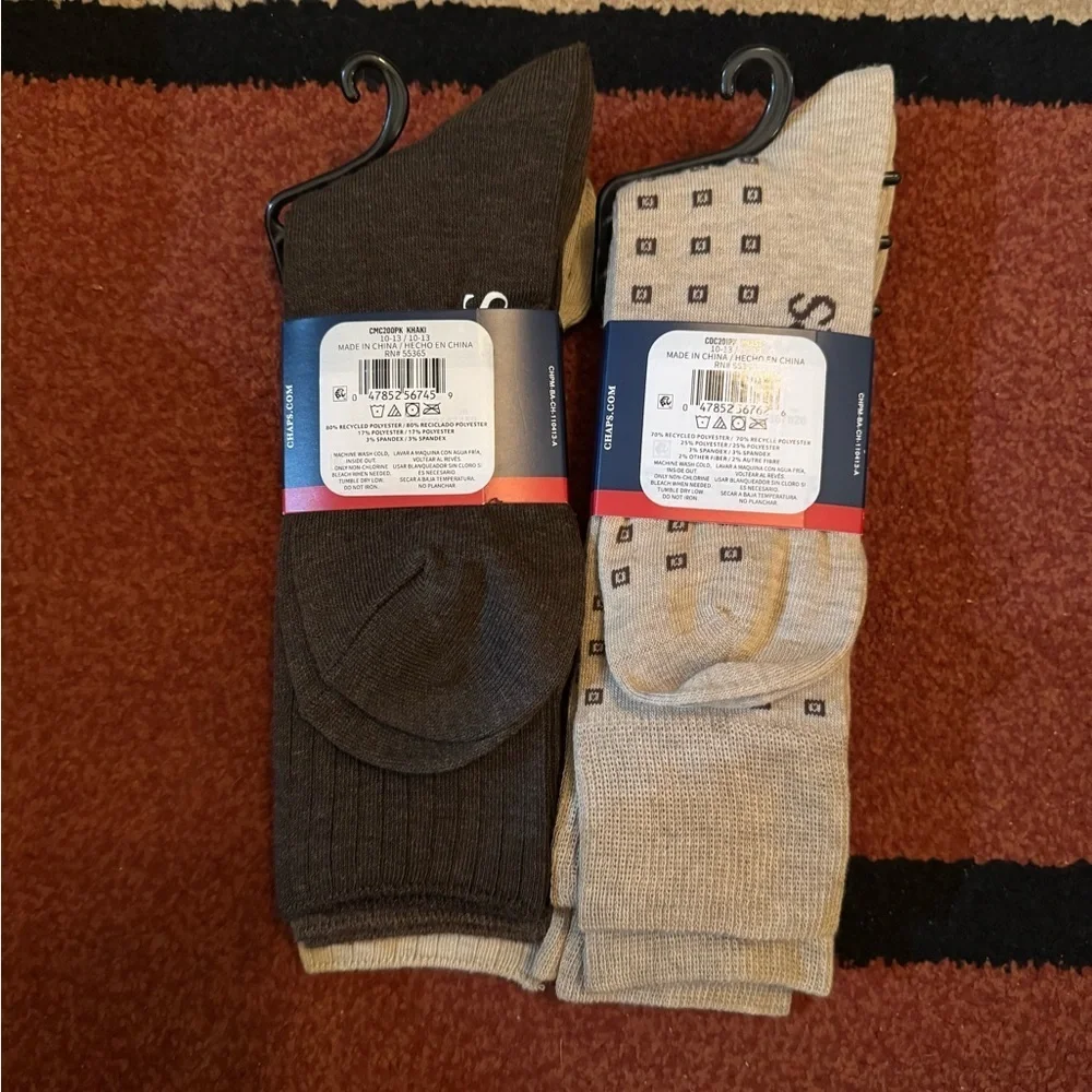 Chaps Classic Dress Ribbed Crew Socks 3-Pair Pack & Chaps Classic Dress Diamond